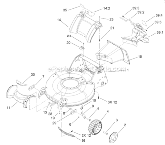 Front End And Tunnel Assembly Diagram and Parts List for 260000001-260999999 - 2006 Lawn Boy Lawn Mower